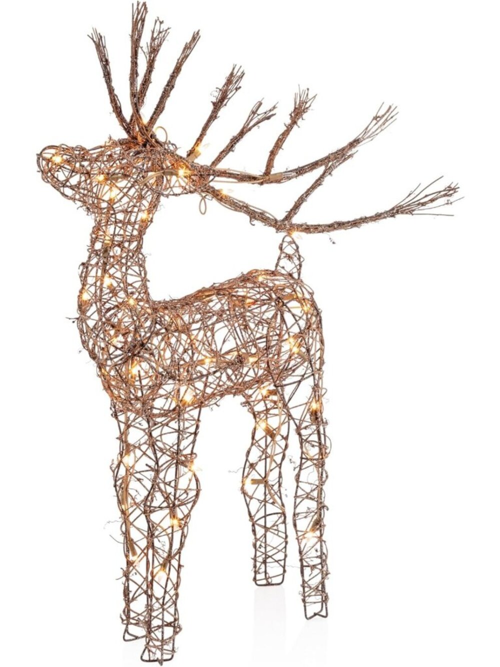 35" Tall Outdoor Rattan Reindeer Lawn Decoration with 50 LED Lights - Holiday